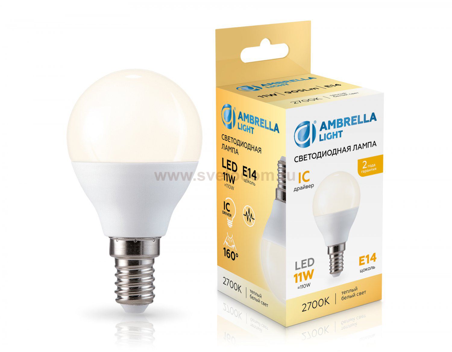 Лампа светодиодная Шар P45 11W 2700K Ambrella 451113 LED P45 11W IC E14 2700K 175-265V