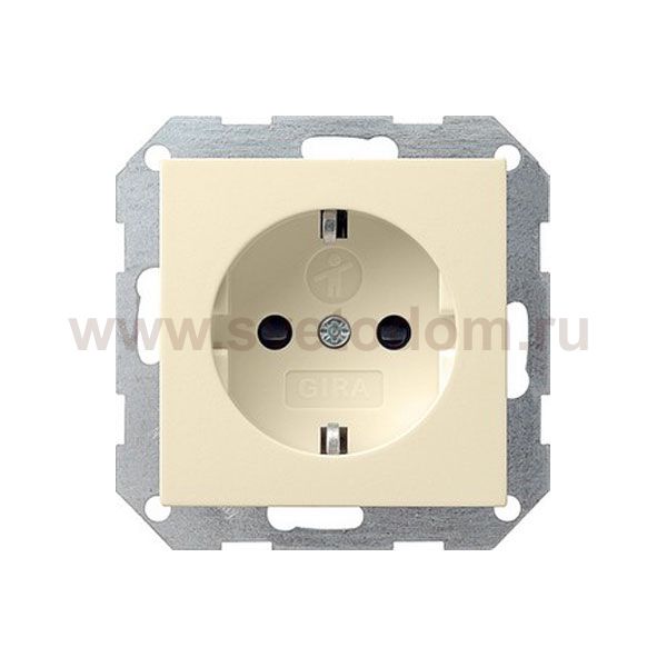 Gira S-55 Крем глянц Розетка с/з с защитными шторками (G45301)