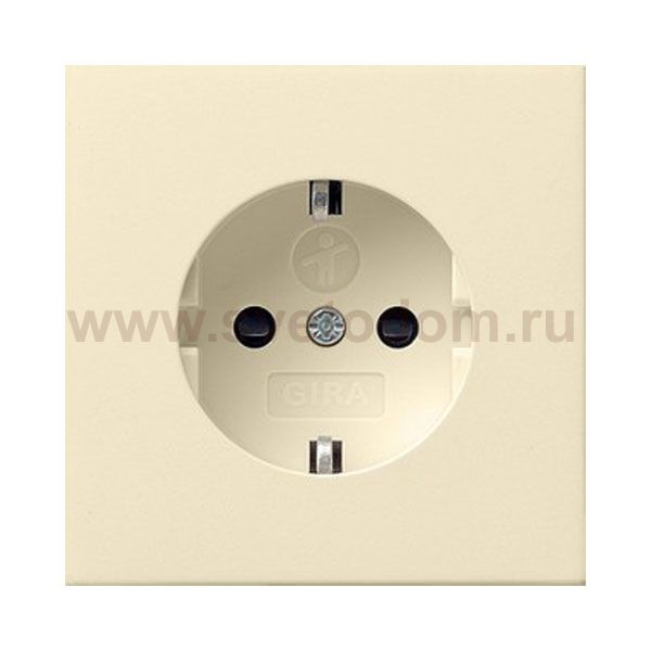 Gira F100 Крем глянц Розетка с/з с защитными шторками (G453111)