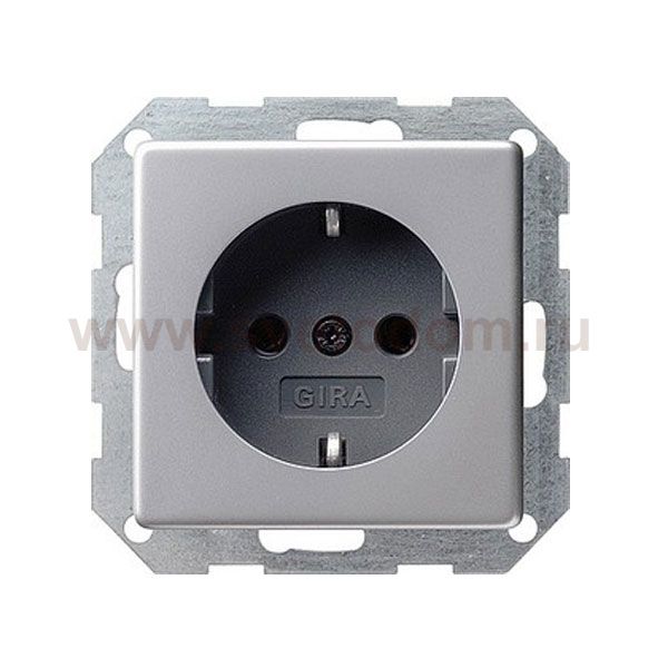 Gira E22 Алюминий Розетка с/з защитой от детей (G453203)