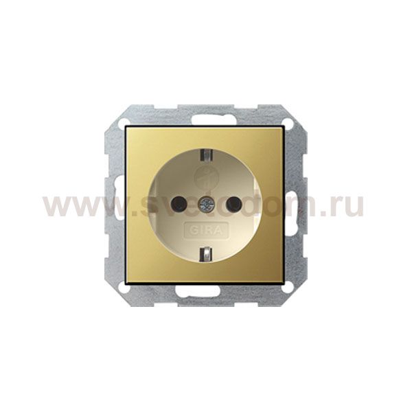 Gira S-55 Латунь/Крем Розетка с/з с защитными шторками (G453614)