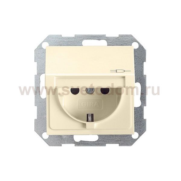 Gira S-55 Крем глянц Розетка с/з с крышкой (G45401)