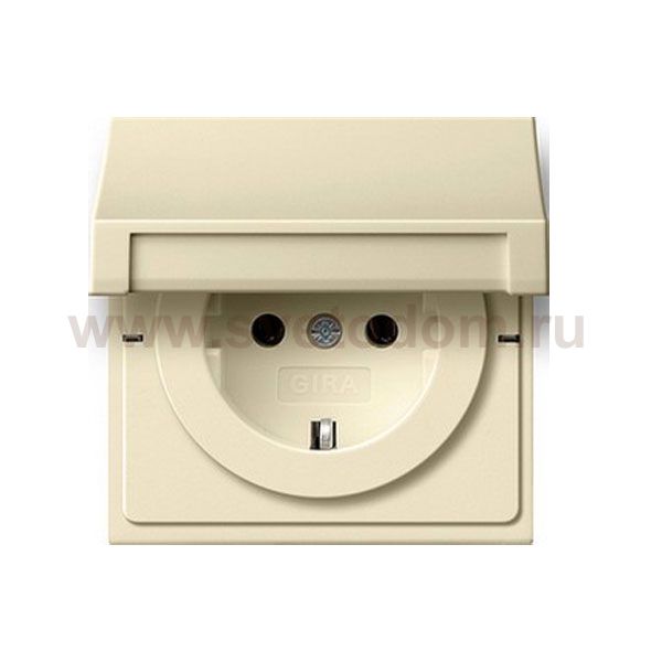Gira F100 Крем глянц Розетка с/з с крышкой (G454111)