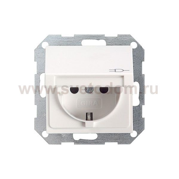 Gira S-55 Бел Розетка с/з с крышкой (G45427)