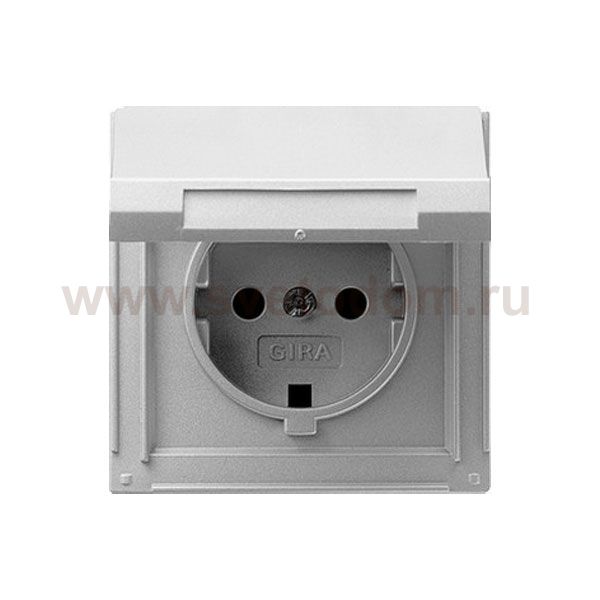 Gira TX-44 Алюминий Розетка с/з с крышкой (G45465)