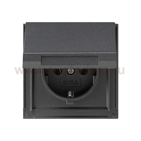Gira TX-44 Антрацит Розетка с/з с крышкой (G45467)