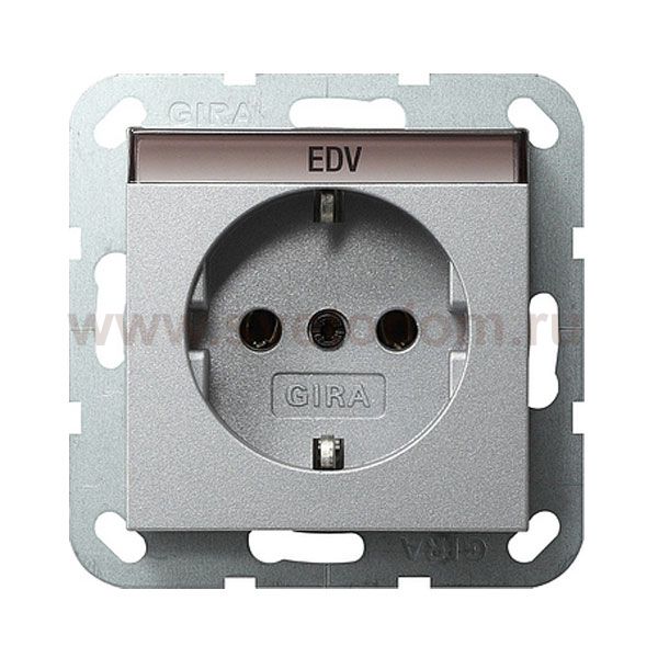 Gira S-55 Алюминий Розетка с/з с полем для надписи (G45726)