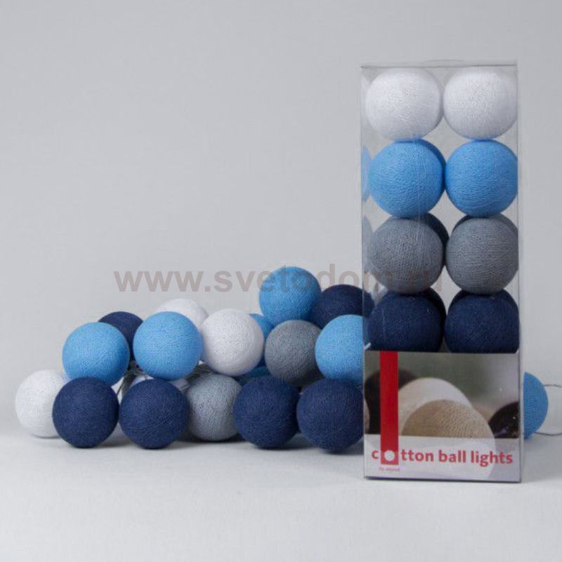 Гирлянда хлопковые фонарики Сotton Ball Sailor Blue Loft Concept 46.045-2