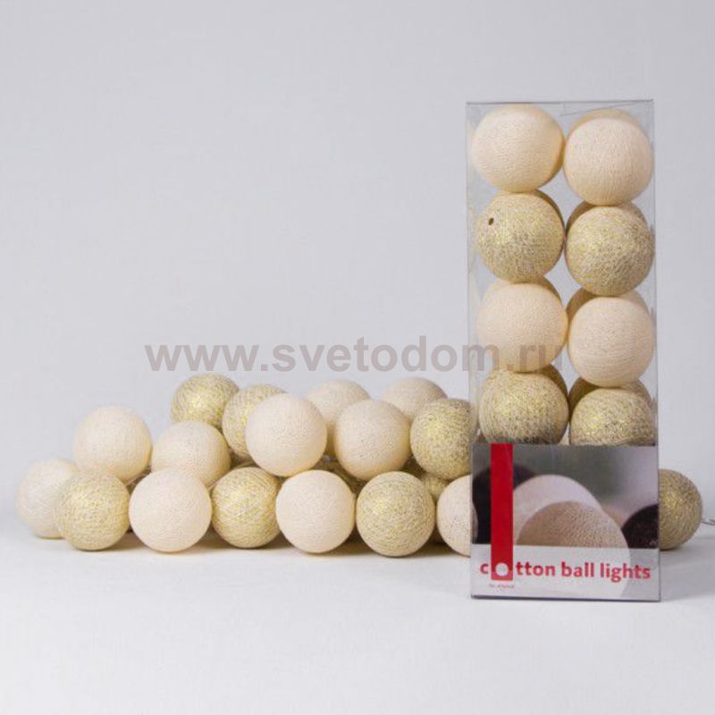 Гирлянда хлопковые фонарики Сotton Ball Shell-Gold Loft Concept 46.053-2