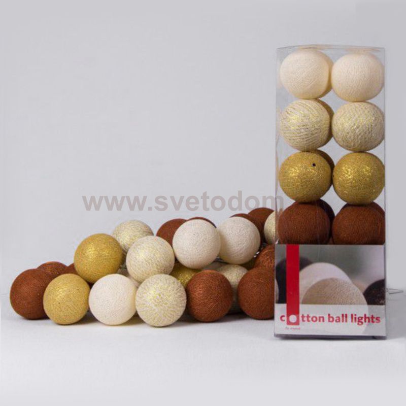 Гирлянда хлопковые фонарики Сotton Ball Gold-Copper Loft Concept 46.054-2