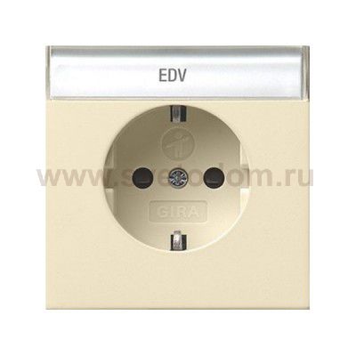 Gira F100 Крем глянц Розетка с/з с полем для надписи (G462111)