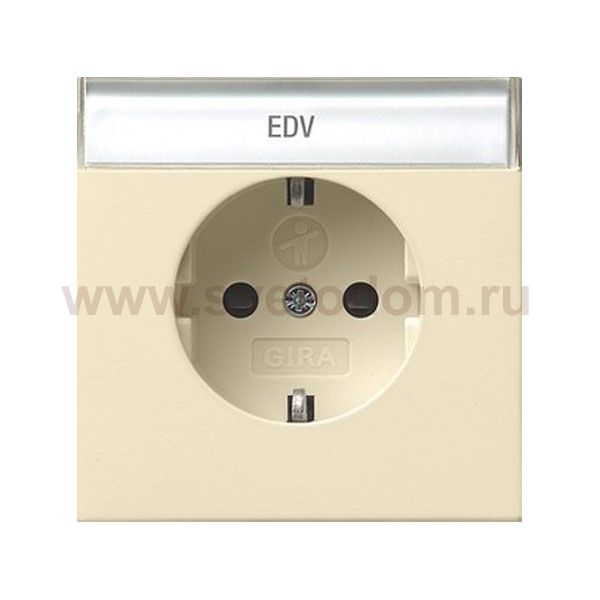 Gira F100 Крем глянц Розетка с/з с полем для надписи (G462111)