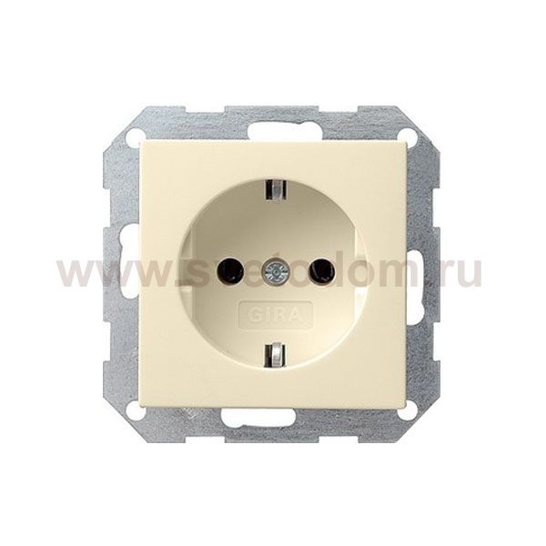Gira S-55 Крем глянц Розетка с/з без захватов (G46601)