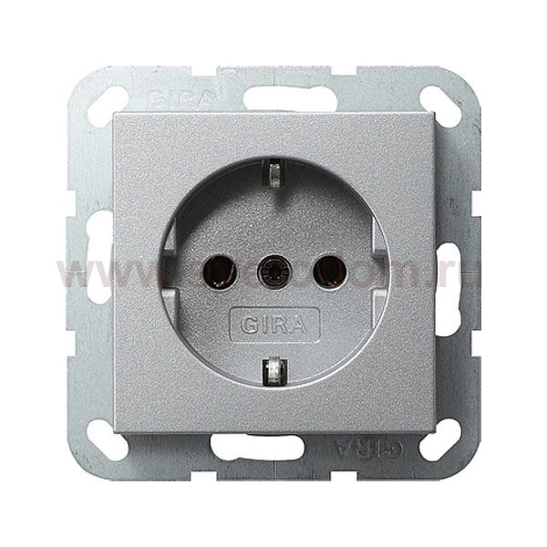 Gira S-55 Алюминий Розетка с/з без захватов (G46626)