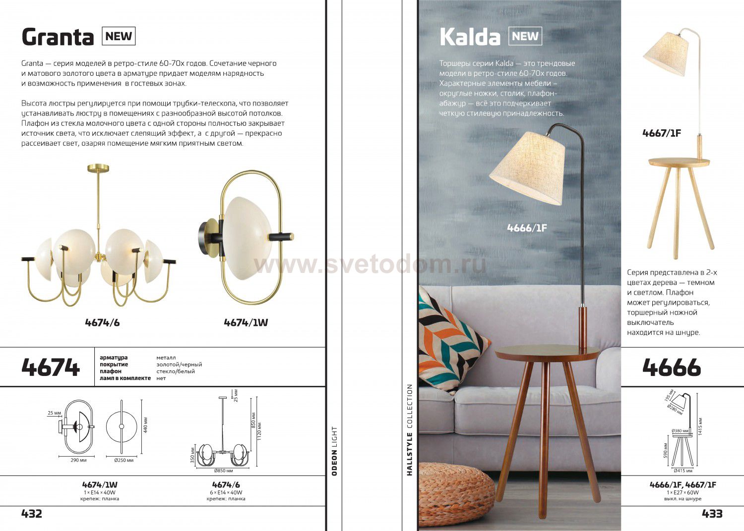 Торшер Odeon Light Kalda 4667/1f