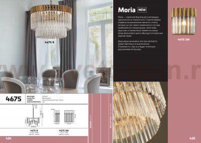 Светильник настенный бра Odeon light 4675/1W MORIA