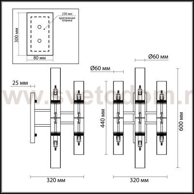 Светильник настенный бра Odeon light 4690/6W PEKA