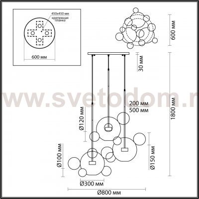 Люстра Odeon light 4802/36LA BUBBLES