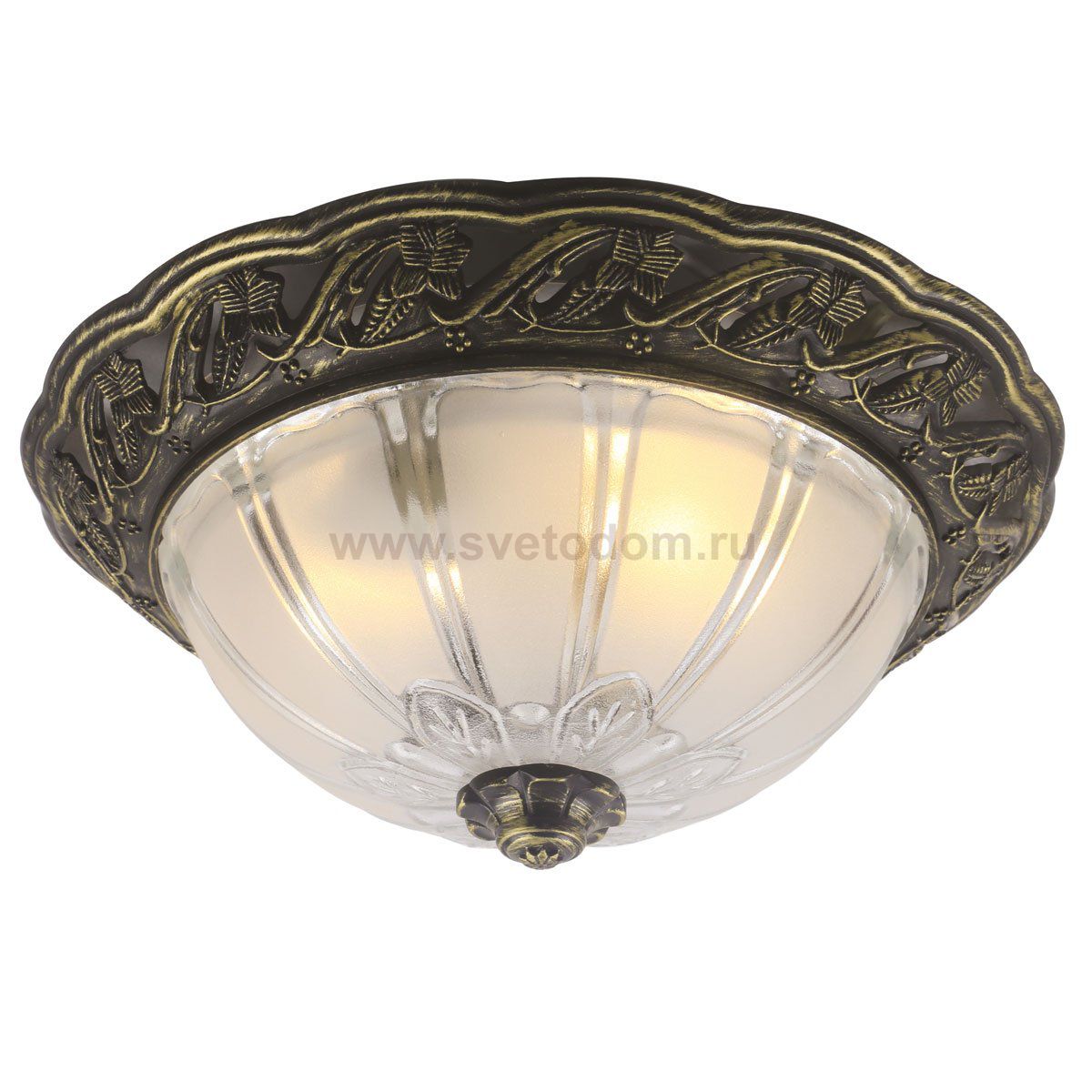 Потолочный светильник Flush Mount Ceiling Light bronze corrugated glass Loft Concept 48.024