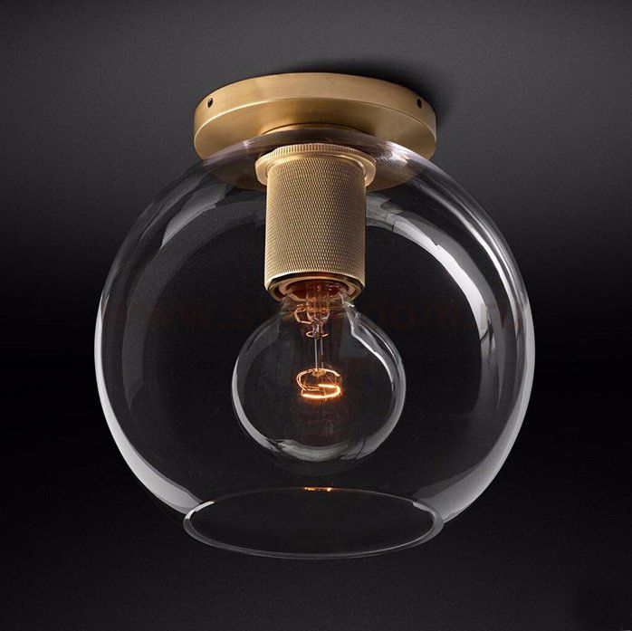 Потолочный светильник RH Utilitaire Globe Shade Flushmount Brass Loft Concept 48.066
