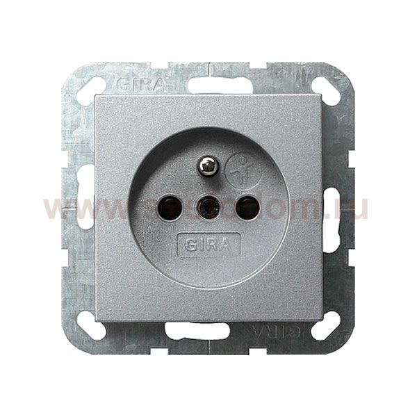 Gira S-55 Алюминий Розетка с/з и защитой от детей (G48526)