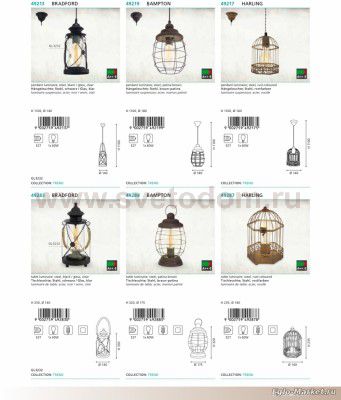 Светильник подвесной керосинка Eglo 49214 BRADFORD