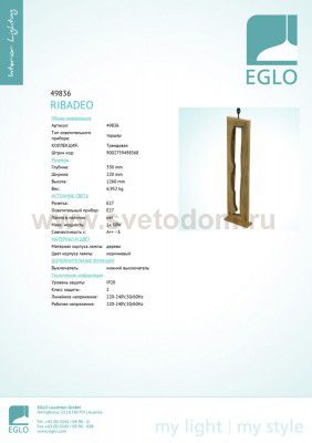 Торшер напольный Eglo 49836 RIBADEO