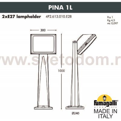 Садовый светильник-столбик FUMAGALLI PINA 1L 4P2.613.010.WYF1R