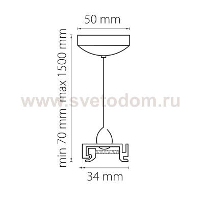 Подвес универсальный трековый 1,5 м для однофазных и трехфазных треков Lightstar 504176 Barra