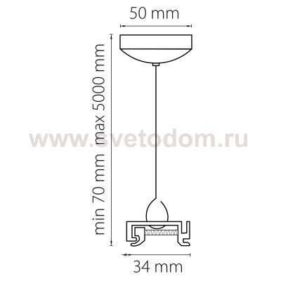 Подвес универсальный трековый 5 м для однофазных и трехфазных треков Lightstar 504199 Barra