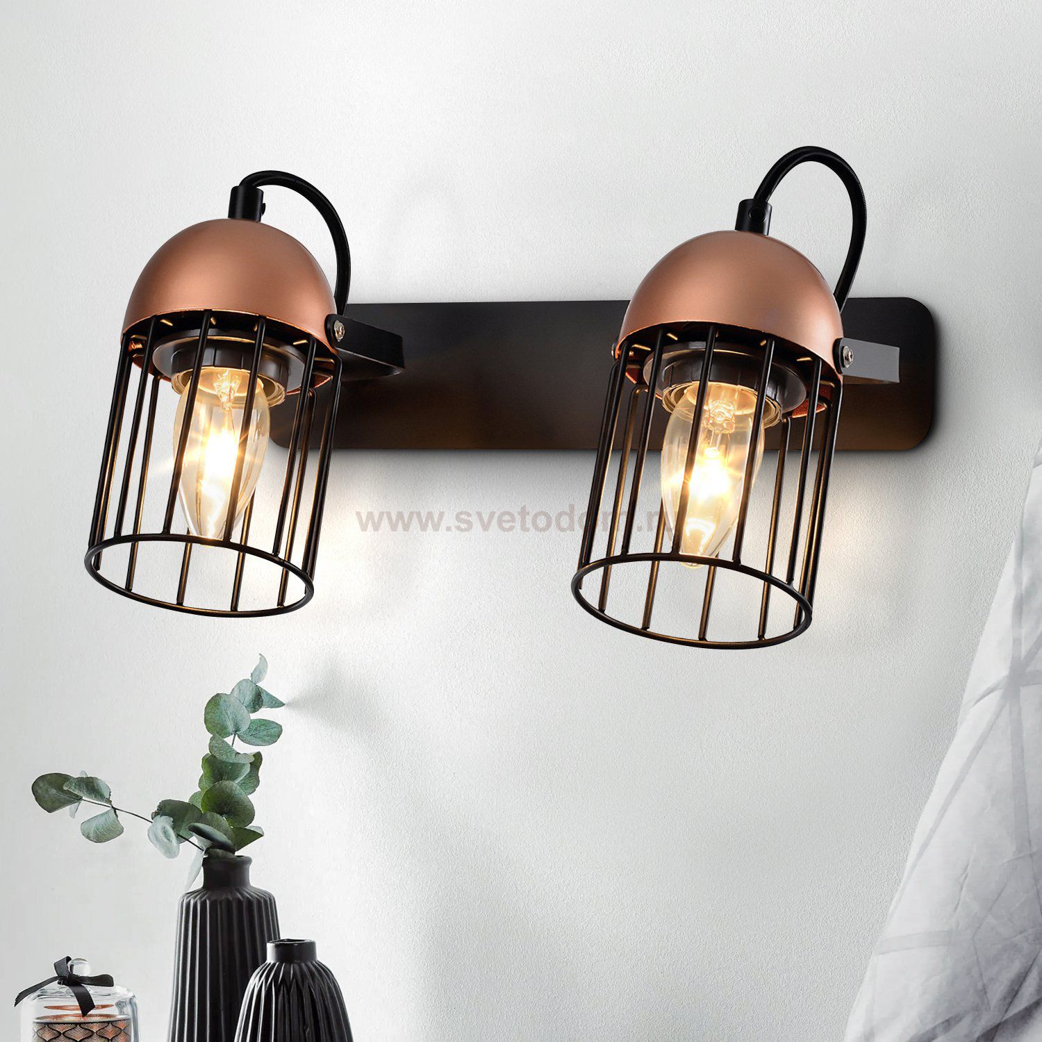 Светильник настенно-потолочный спот Rivoli Anemon 5062-702 поворотный 2 х E27 40 Вт лофт - кантри