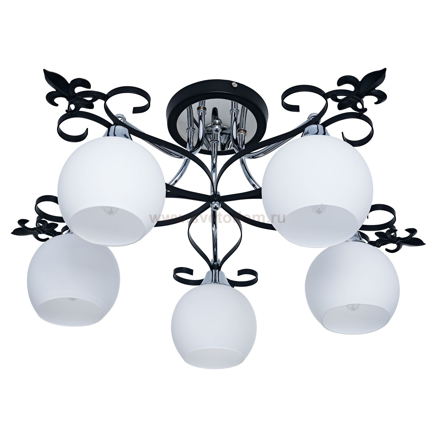 Светильник ЭкономСвет 50747/5CR+BK WT