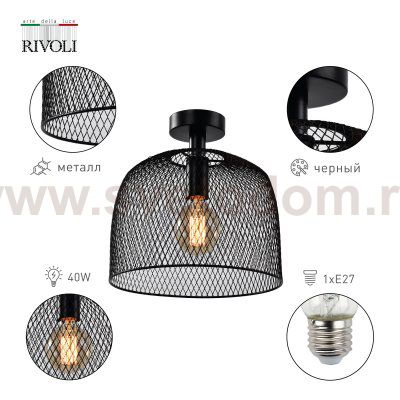 Светильник потолочный Rivoli Armina 5095-201 1 х Е27 40 Вт лофт-кантри для натяжных потолков