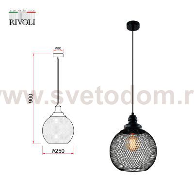 Светильник подвесной (подвес) Rivoli Rebeca 5096-201 1 х Е27 40 Вт лофт - кантри потолочный