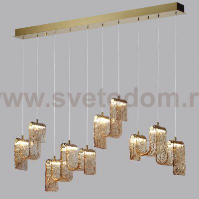 5105/52L L-VISION  ODL26 золотой брашинг/янтарный металл/стекло Люстра линейная LED x 52W 4000K FLOW