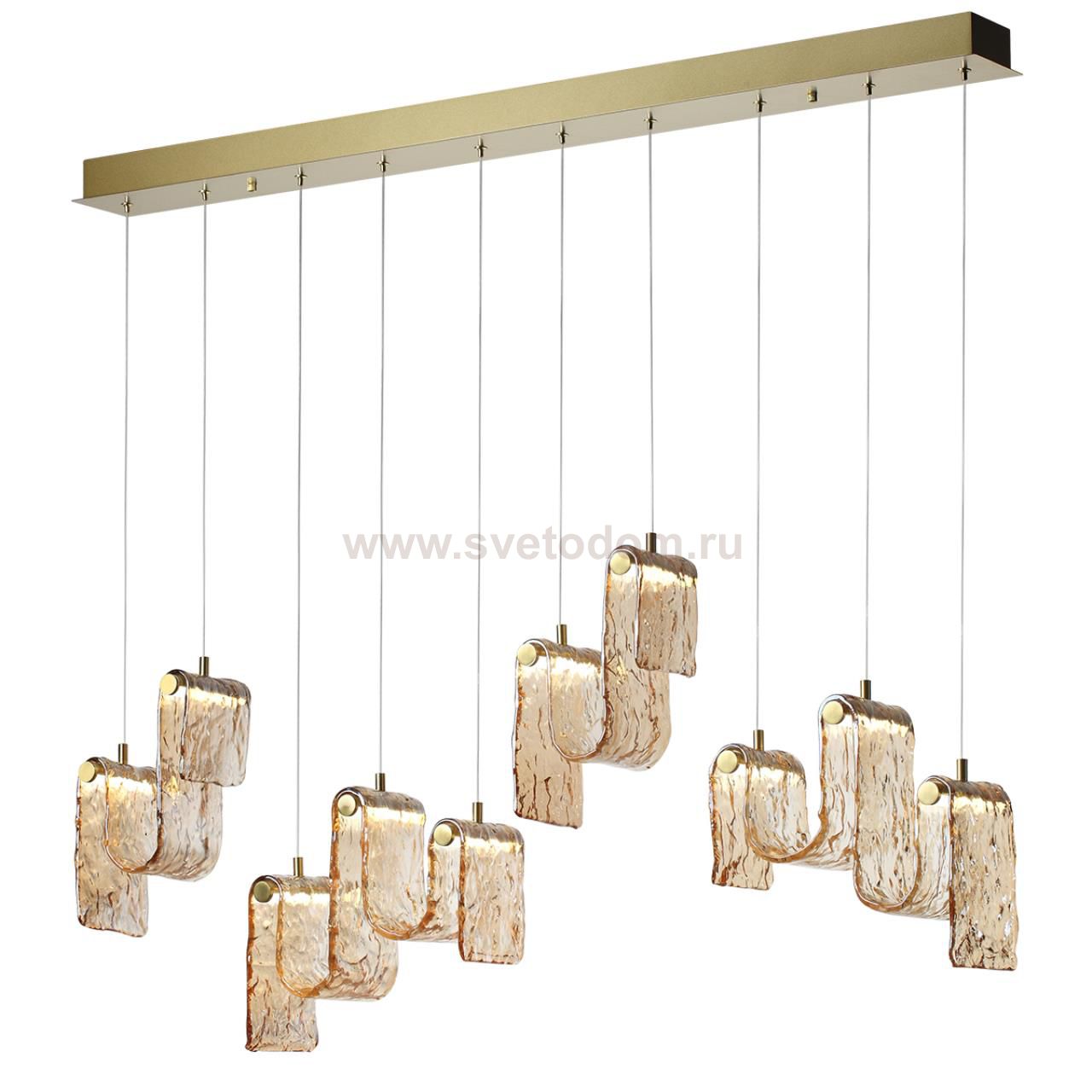 5105/52L L-VISION  ODL26 золотой брашинг/янтарный металл/стекло Люстра линейная LED x 52W 4000K FLOW