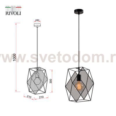 Светильник подвесной (подвес) Rivoli Esta 5143-201 1 х Е27 40 Вт лофт - кантри потолочный