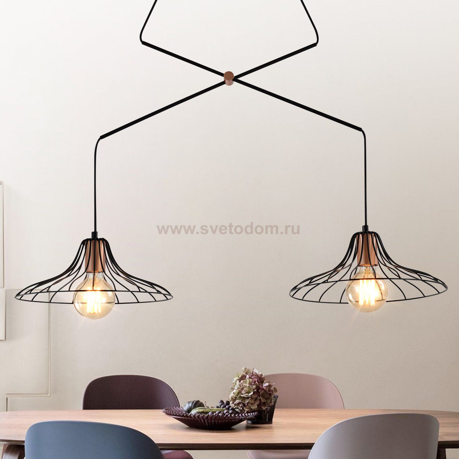 Светильник подвесной (подвес) Rivoli Moonlight 5150-203 2 х Е27 40 Вт лофт - кантри потолочный