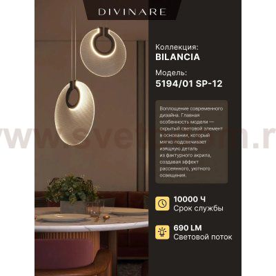 Подвесной светильник Divinare BILANCIA 5194/01 SP-12