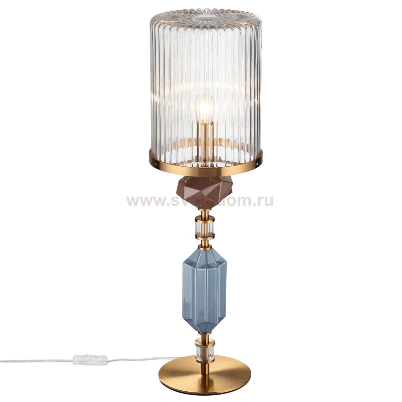 5414/1T MODERN ODL_EX26 античная бронза/коричневый/синий/металл/керамика Настольная лампа E14 1*40W TERRA