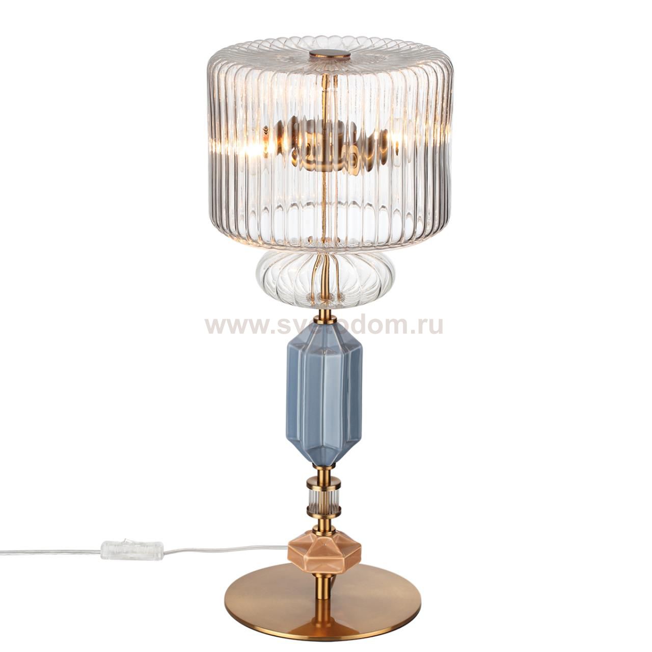 5414/2TA MODERN ODL_EX26 античная бронза/терракот/синий/металл/керамика Настольная лампа E14 2*40W TERRA