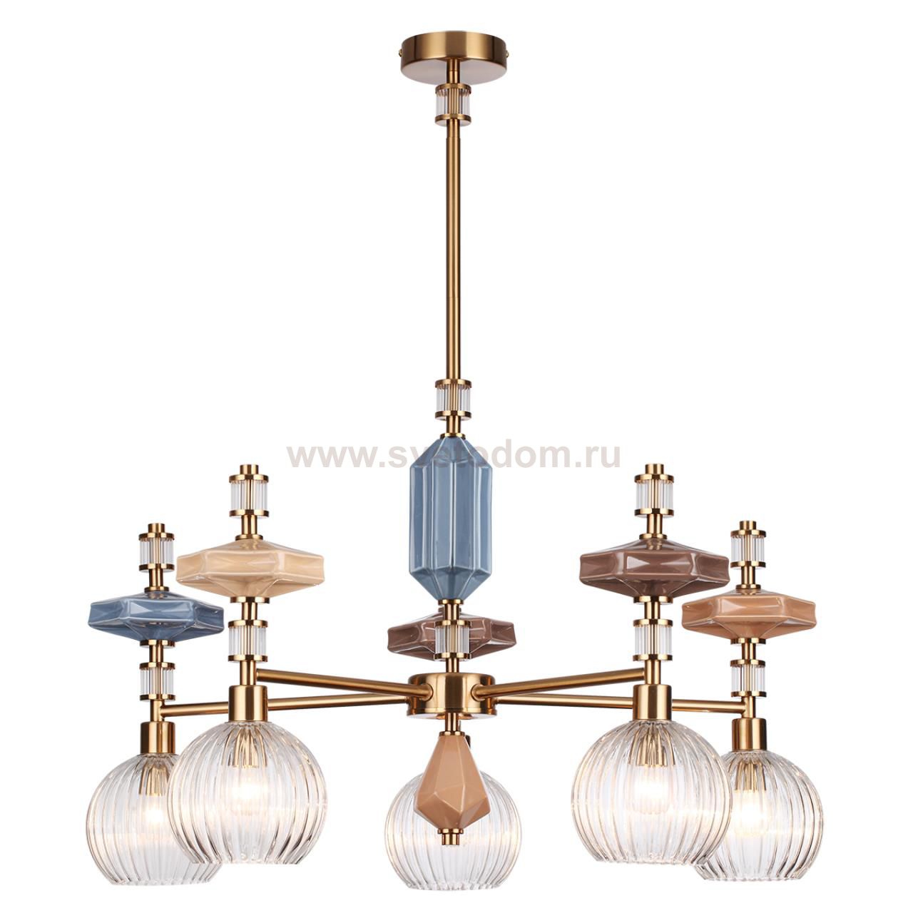 5414/5 MODERN ODL_EX26 античная бронза/терракот/синий/бежевый/коричневый/металл/керамика Люстра E14 5*40W TERRA