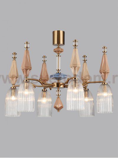 5414/6 MODERN ODL_EX26 античная бронза/терракот/синий/бежевый/металл/керамика Люстра E14 6*40W TERRA