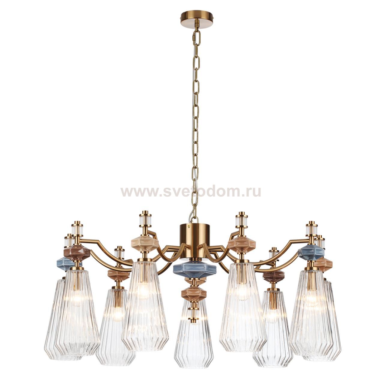 5414/9 MODERN ODL_EX26 античная бронза/терракот/синий/бежевый/коричневый/металл/керамика Люстра E14 9*40W TERRA