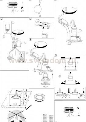 Встраиваемый и накладный светильник Eglo 31689 TEDO