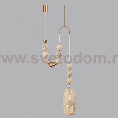 5444/1B PENDANT ODL_EX26 бежевый/античная бронза/металл/керамика Подвес с держателем E27 1*40W KARELIA