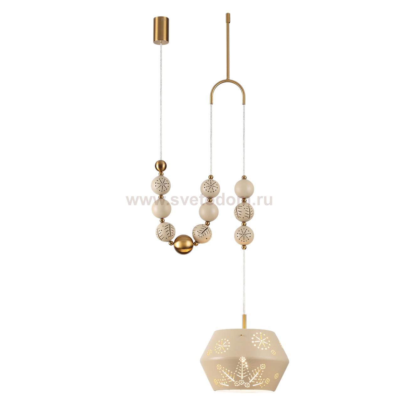 5444/1C PENDANT ODL_EX26 бежевый/античная бронза/металл/керамика Подвес с держателем E27 1*40W KARELIA