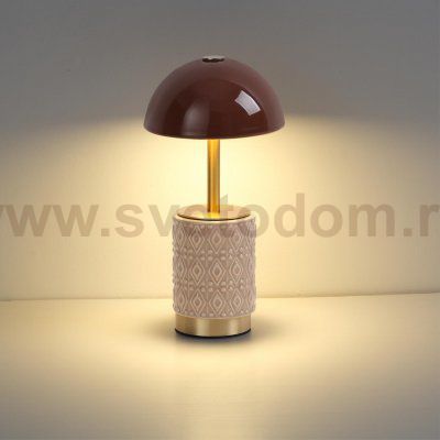 5453/3TL L-VISION ODL_EX26 светлая бронза/кофейный/бежевый/металл/керамика Настольная лампа беспроводная LED*3W 3000K LULU