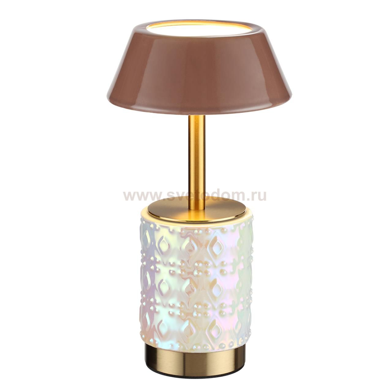 5454/6TL L-VISION ODL_EX26 светлая бронза/кофейный/жемчужный/металл/керамика Настольная лампа беспроводная LED*6W 3000K LULU