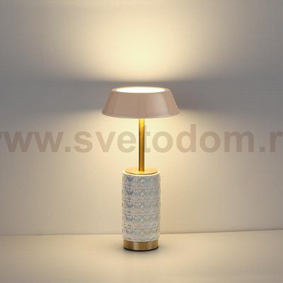 5454/8TLA L-VISION ODL_EX26 светлая бронза/бежевый/жемчужный/металл/керамика Настольная лампа беспроводная LED*8W 3000K LULU